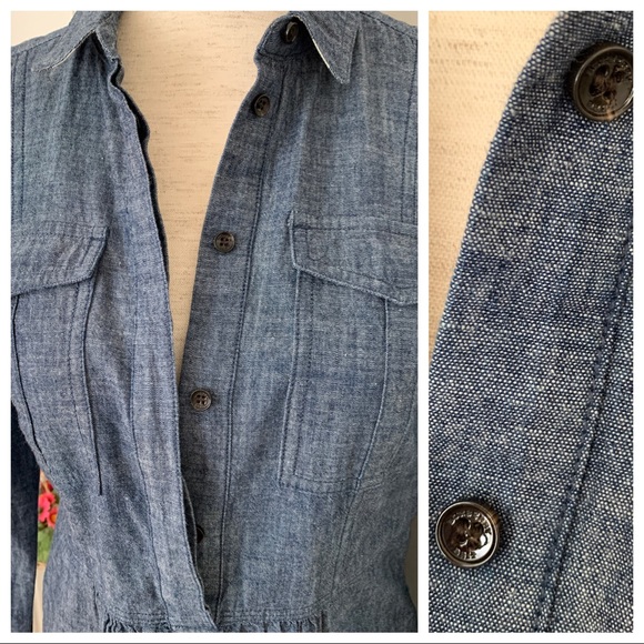 HP🎉 Burberry Gathered Detail Chambray Dress - Picture 5 of 7